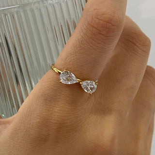 ステンレス304 低ニッケル 水に濡れても錆びにくい 18Kゴールドメッキ リング ティアドロップ フラワー 花 3点セット【YJ02709】