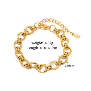 ステンレス304 低ニッケル 水に濡れても錆びにくい 18Kゴールドメッキブレスレット チェーン 【YJ01645】