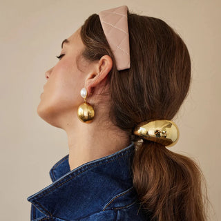 ステンレス304 低ニッケル 水に濡れても錆びにくい 18Kゴールドメッキ ヘアアクセサリー チャンキー 【YJ02835】