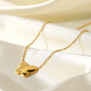 ステンレス304 低ニッケル 水に濡れても錆びにくい 18Kゴールドメッキ ネックレス チェーン 蝶々 バタフライ 【YJ01586】