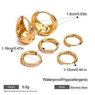 ステンレス304 低ニッケル 水に濡れても錆びにくい 18Kゴールドメッキ ピアス サークル 3点セット【YJ01414】