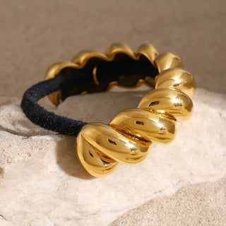 ステンレス304 低ニッケル 水に濡れても錆びにくい 18Kゴールドメッキ ヘアアクセサリー チャンキー ツイスト 【YJ02842】