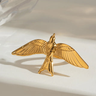 ステンレス304 低ニッケル 水に濡れても錆びにくい 18Kゴールドメッキ リング 鳥 バード 【YJ01796】