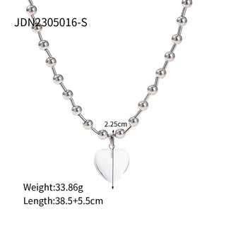 ステンレス304 低ニッケル 水に濡れても錆びにくい 18Kゴールドメッキ ネックレス チェーン ハート クリスタル ボールチェーン【YJ03286】
