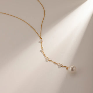 ステンレス304 低ニッケル 水に濡れても錆びにくい 18Kゴールドメッキ ネックレス チャーム パール 【YJ03652】