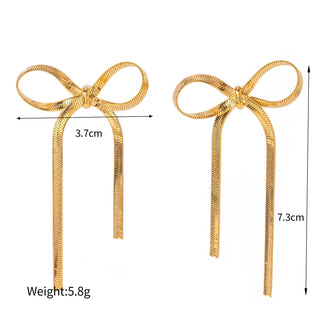 ステンレス304 低ニッケル 水に濡れても錆びにくい 18Kゴールドメッキ ピアス  リボン 【YJ01148】