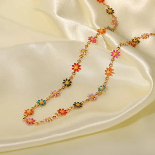 ステンレス304 低ニッケル 水に濡れても錆びにくい 18Kゴールドメッキ ネックレス  フラワー 花 【YJ01699】