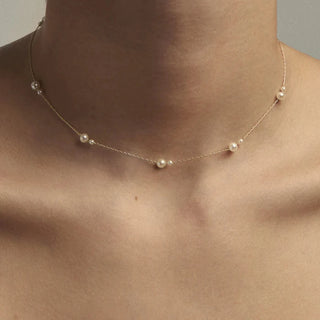 ステンレス304 ニッケルフリー 水に濡れても錆びにくい 18Kゴールドメッキ チャーム ネックレス パール 【YJ00675】