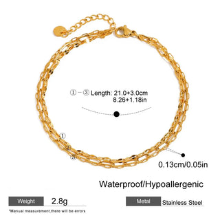 ステンレス304 低ニッケル 水に濡れても錆びにくい 18Kゴールドメッキ 3連 チェーン アンクレット 【YJ02476】