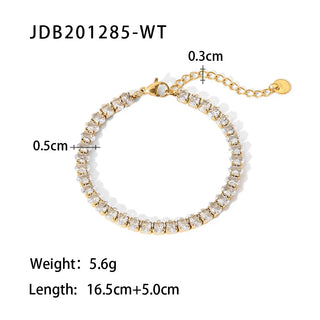 ステンレス304 低ニッケル 水に濡れても錆びにくい 18Kゴールドメッキ ブレスレット ジルコニア 【YJ03624】