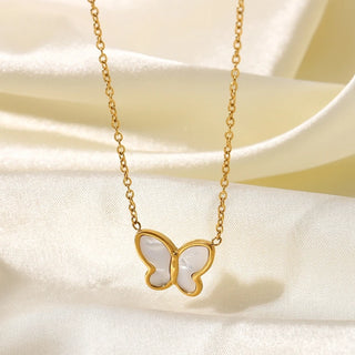 ステンレス304 低ニッケル 水に濡れても錆びにくい 18Kゴールドメッキ ネックレス チェーン 蝶々 バタフライ 【YJ01586】
