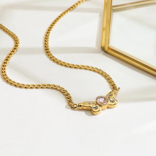 ステンレス304 ニッケルフリー 水に濡れても錆びにくい 18Kゴールドメッキ ネックレス 蝶々 バタフライ 【YJ00228】