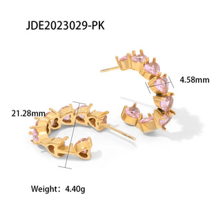 ステンレス304 低ニッケル 水に濡れても錆びにくい 18Kゴールドメッキ ピアス フープ ハート ジルコニア 【YJ02260】