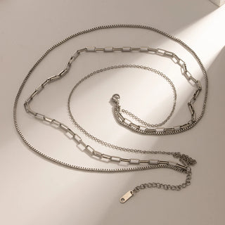ステンレス304 ニッケルフリー 水に濡れても錆びにくい 18Kゴールドメッキ チェーン ネックレス 3連【YJ00542】