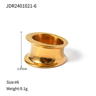 ステンレス304 低ニッケル 水に濡れても錆びにくい 18Kゴールドメッキ リング チャンキー  【YJ02367】