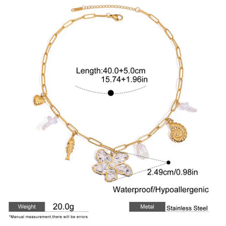 ステンレス304 低ニッケル 水に濡れても錆びにくい 18Kゴールドメッキ ネックレス 花 フラワー 【YJ01171】