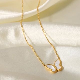 ステンレス304 低ニッケル 水に濡れても錆びにくい 18Kゴールドメッキ ネックレス チェーン 蝶々 バタフライ 【YJ01586】