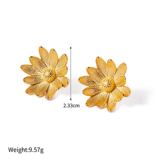 ステンレス304 ニッケルフリー 水に濡れても錆びにくい 18Kゴールドメッキ ピアス フラワー 花 【YJ00744】