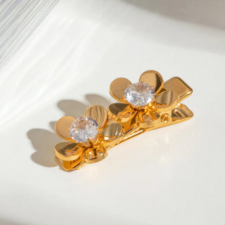 ステンレス304 低ニッケル 水に濡れても錆びにくい 18Kゴールドメッキ ヘアアクセサリー 花 フラワー 【YJ01869】