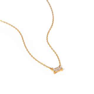 ステンレス304 低ニッケル 水に濡れても錆びにくい 18Kゴールドメッキ ネックレス ジルコニア 【YJ01820】