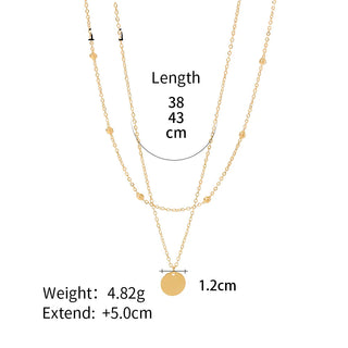 ステンレス304 低ニッケル 水に濡れても錆びにくい 18Kゴールドメッキ ネックレス 2連 チェーン 【YJ02849】