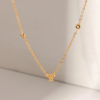 ステンレス304 低ニッケル 水に濡れても錆びにくい 18Kゴールドメッキ ネックレス ジルコニア 【YJ03985】