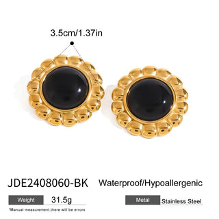 ステンレス304 低ニッケル 水に濡れても錆びにくい 18Kゴールドメッキ ピアス フラワー 花 【YJ03172】