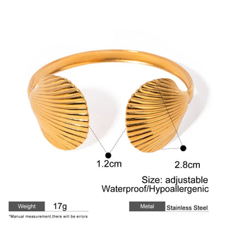 ステンレス304 低ニッケル 水に濡れても錆びにくい 18Kゴールドメッキ ブレスレット 貝殻 シェル 【YJ03783】