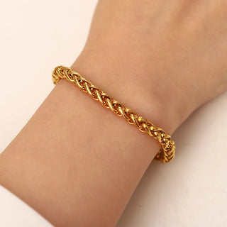 ステンレス304 低ニッケル 水に濡れても錆びにくい 18Kゴールドメッキ ブレスレット チャンキー 【YJ01691】