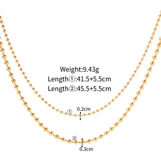 ステンレス304 低ニッケル 水に濡れても錆びにくい 18Kゴールドメッキ ネックレス 2連 チェーン 【YJ03522】