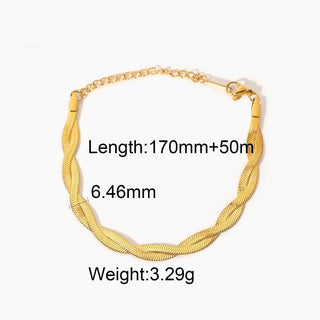 ステンレス304 低ニッケル 水に濡れても錆びにくい 18Kゴールドメッキ ブレスレット スネークチェーン【YJ03478】