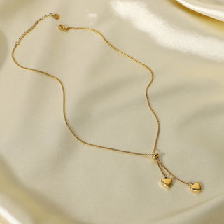 ステンレス304 低ニッケル 水に濡れても錆びにくい 18Kゴールドメッキ ネックレス  ハート 【YJ02553】