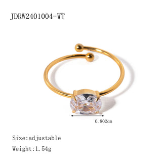 ステンレス304 低ニッケル 水に濡れても錆びにくい 18Kゴールドメッキ リング ジルコニア 【YJ03960】
