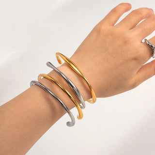 ステンレス304 低ニッケル 水に濡れても錆びにくい 18Kゴールドメッキ ブレスレット 【YJ02571】