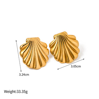 ステンレス304 低ニッケル 水に濡れても錆びにくい 18Kゴールドメッキ ピアス シェル 貝殻 【YJ03811】