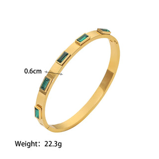 ステンレス304 低ニッケル 水に濡れても錆びにくい 18Kゴールドメッキ ブレスレット ジルコニア 【YJ02196】