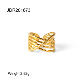 ステンレス304 低ニッケル 水に濡れても錆びにくい 18Kゴールドメッキ リング 【YJ02502】