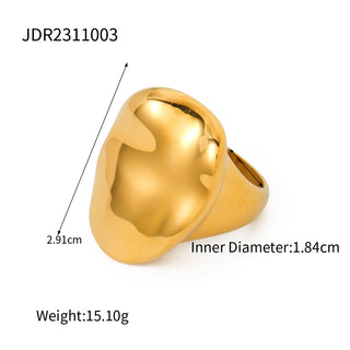 ステンレス304 低ニッケル 水に濡れても錆びにくい 18Kゴールドメッキ リング チャンキー 【YJ03101】