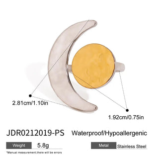 ステンレス304 低ニッケル 水に濡れても錆びにくい 18Kゴールドメッキ リング  月 【YJ01528】