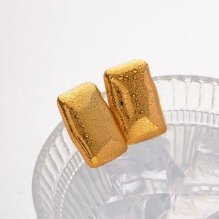 ステンレス304 低ニッケル 水に濡れても錆びにくい 18Kゴールドメッキ ピアス チャンキー スクエア【YJ03410】