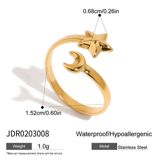 ステンレス304 ニッケルフリー 水に濡れても錆びにくい リング リング スター 星 月 【YJ00415】
