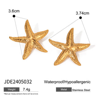 ステンレス304 ニッケルフリー 水に濡れても錆びにくい 18Kゴールドメッキ タッセル ピアス ヒトデ シェル 貝殻 【YJ00770】