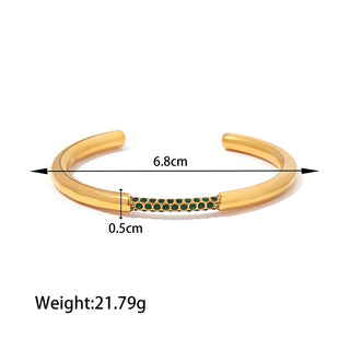 ステンレス304 低ニッケル 水に濡れても錆びにくい 18Kゴールドメッキ ブレスレット ジルコニア 【YJ03479】