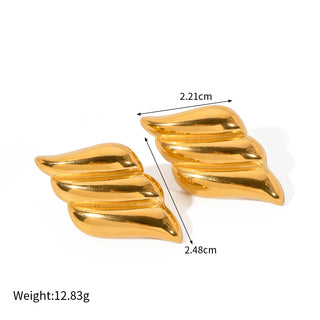 ステンレス304 低ニッケル 水に濡れても錆びにくい 18Kゴールドメッキ ピアス 羽 ウィング 【YJ01383】