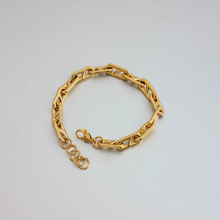ステンレス304 ニッケルフリー 水に濡れても錆びにくい 18Kゴールドメッキ チェーン ブレスレット 【YJ00476】