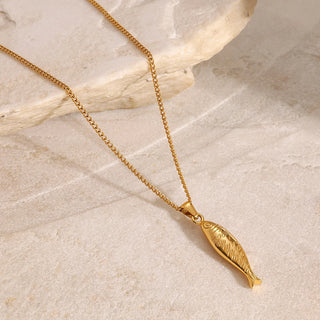 ステンレス304 低ニッケル 水に濡れても錆びにくい 18Kゴールドメッキ ネックレス チャーム 魚 フィッシュ【YJ01068】