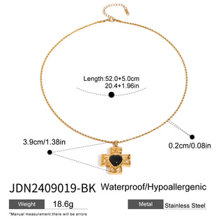 ステンレス304 低ニッケル 水に濡れても錆びにくい 18Kゴールドメッキ ネックレス クロス ハート ジルコニア 【YJ01440】