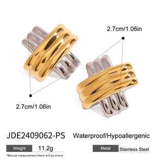 ステンレス304 ニッケルフリー 水に濡れても錆びにくい 18Kゴールドメッキ チャンキー ピアス 【YJ00911】
