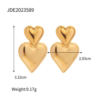 ステンレス304 低ニッケル 水に濡れても錆びにくい 18Kゴールドメッキ ピアス ハート 【YJ03764】