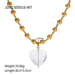 ステンレス304 低ニッケル 水に濡れても錆びにくい 18Kゴールドメッキ ネックレス ハート クリスタル【YJ01082】